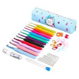 Conjunto de agulhas de crochê, ganchos de crochê com estojo, confortável para aderir, agulhas extra longas de crochê - Image 1