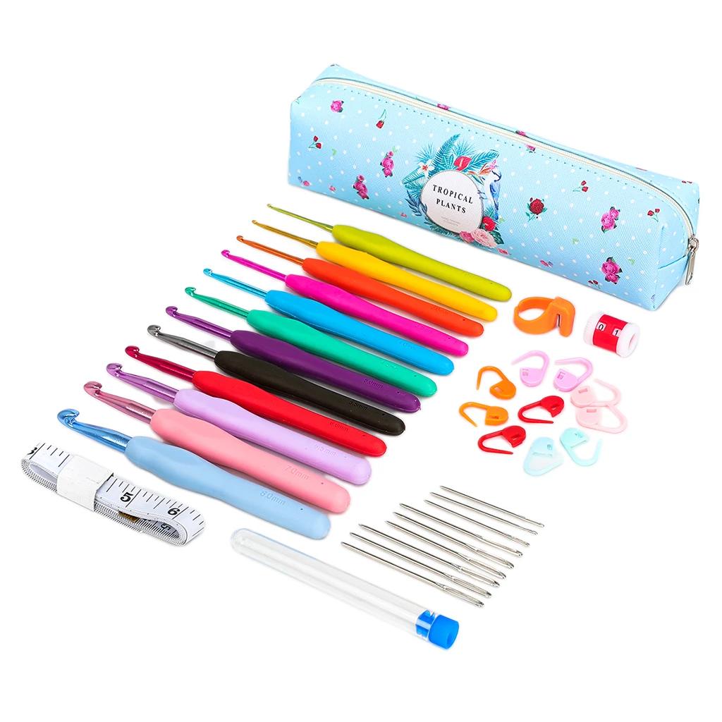 Conjunto de agulhas de crochê, ganchos de crochê com estojo, confortável para aderir, agulhas extra longas de crochê - Image 1