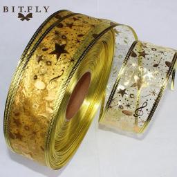 2 jarda organza bling fita grinalda flores presente de natal capina fio afiado artes artesanato costura casamento decoração de natal - Image 2