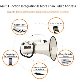 Caixa de som multifuncional ultra alta potência, 75w, 2km, megafone amplificado, multifuncional para futebol, reuniões, esportes - Image 5