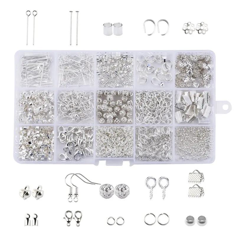 Um conjunto de liga jóias fazendo kit jóias fazendo ferramentas de cobre fio espaçador grânulos crimp brinco ganchos artesanal artesanato suprimentos - Image 1