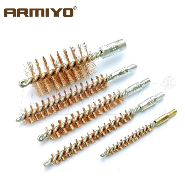 Kit de Limpeza Armiyo-Bore com Escova de Bronze para Armamentos de Diversos Calibres: 17Cal, 22Cal, 7,62mm, 9mm, 12GA, 22lr, 5-40, 8-32 e 5/16"-26T.