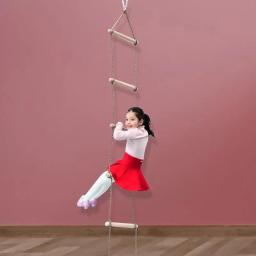 Kids 'Wooden Rope Ladder, Multi Rungs, Escalada Jogo, Atividade de Treinamento ao ar livre, Swing Sports Seguro, Swivel Swivel, Fitness Toy - Image 2