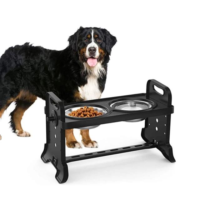 Tigela Antiderrapante para Cães com Altura Ajustável e Prato Dobrável de Aço Inoxidável para Gatos