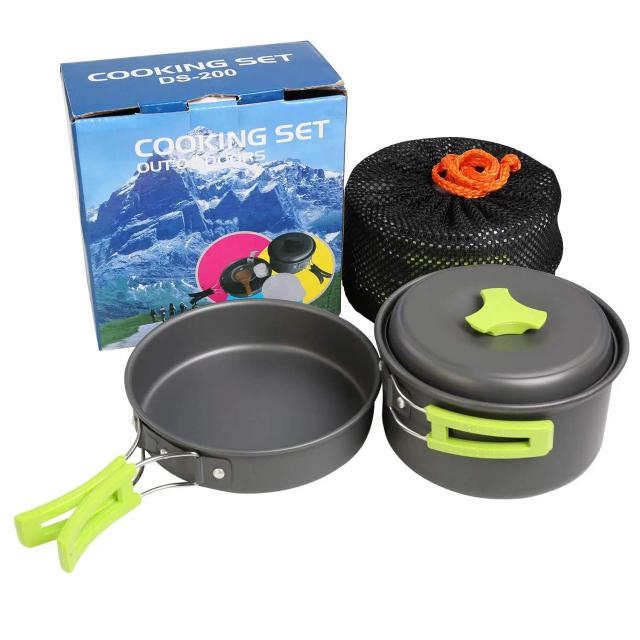 Conjunto de Panelas Portátil e Antia­derente para Acampamento e Churrasco ao Ar Livre