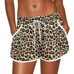 Shorts esportivos florais femininos, calção de praia com bolsos, calção de banho feminino, roupas de ginástica, roupas esportivas fitness, verão - Image 2