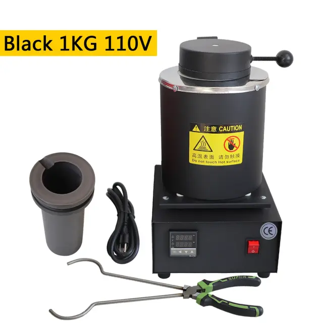 Fornalha de Fusão Elétrica Digital 1/2/3kg 1400W - Cadinho de Grafite para Fundir Sucata de Prata, Ouro, Cobre e Alumínio 110/220V