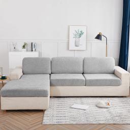 Capa de almofada de assento resistente à água Jacquard, Elastic Grey Sofa Cover, Living Room Furniture Protector for Pet and Kids, Removível - Image 4