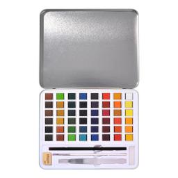 Aibelle-conjunto de pintura aquarela sólida portátil, 36/48 cores, estojo de ferro, cor sólida, com pigmentos, material para arte, aquarela - Image 5