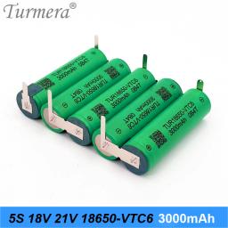 Bateria de lítio turmera 18650 vtc6 3000mah 6000mah embutida 18v 21v 30a tira de solda para chave de fenda bateria shurika shura personalizada - Image 3