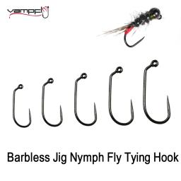 Vampfly 50 unidades10 #   12 #   14 #   16 #   18 #   60 °    Ângulo Barbless Jig Ninfa Fly Tying Truta Iscas De Pesca Mosca Molhada Amarrando Gancho - Image 1