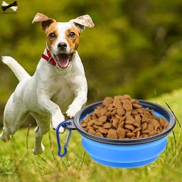 Tigela de silicone dobrável para cachorros, acessório para pets, tigela de viagem portátil para alimentador de cachorro, utensílios pequenos de apoio para cães, 1 peça - Image 2