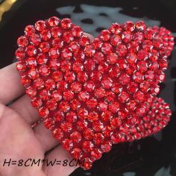 Roupas artesanais feitas à mão patches com pedras de strass tema vermelho amor coração enfeitado camiseta jaqueta enfeite faça você mesmo costura - Image 6