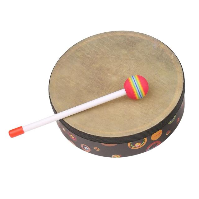 Tambor de Mão Portátil de 6/8 Polegadas com Baqueta - Instrumento de Percussão Orff para Música 