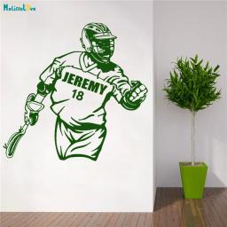 Personalizado jérsei nome número adesivo de parede vitória celebração lacrosse decoração da arte para casa homem jogador vinil adesivo yt4583 - Image 3