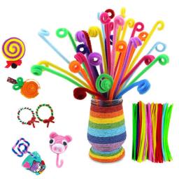 Hastes limpadoras de cachimbos de 30cm, hastes de limpeza de cachimbos infantis, pelúcia colorida de limpeza de cachimbos, brinquedos artesanais, materiais de artesanato diy com 100 peças - Image 5