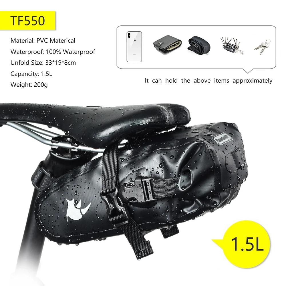 Rhinowalk-Saco De Sela De Bicicleta, À Prova D' Água Completa, Saco De Assento De Ciclismo, Ferramentas De Reparo De Estrada MTB, Acessórios Da Cauda Da Bicicleta, 1.5L, 2.5L - Image 1