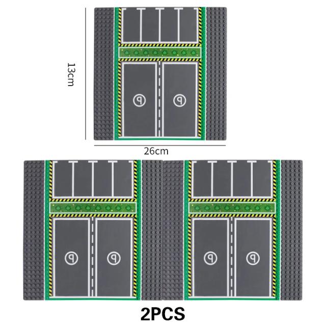Mini Placas Clássicas para Brinquedos de Construção: Conjunto com 2 Peças para Cidade, Estrada, Basquete, Futebol e Estacionamento
