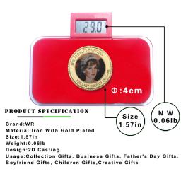 10 peças-conjunto de moedas colecionáveis com suporte de moedas berloques e moedas banhados a ouro-princesa de gais - Image 6
