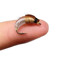 24 pçs/caixa realista nymph scud voar para a pesca da truta isca de inseto artificial simulado scud worm isca de pesca - Image 6
