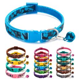 Camuflagem gato colar com sino cão de estimação colar gatos collier chats perro suprimentos para pequeno médio kittin chihuahua rosa azul - Image 1