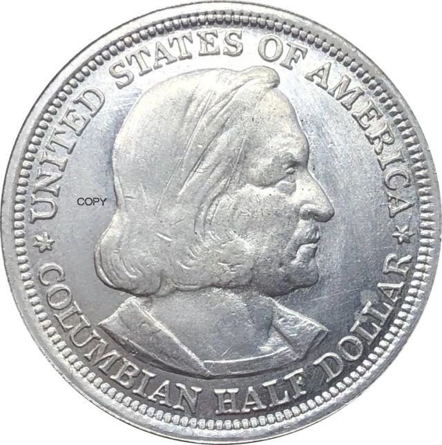 Moeda Comemorativa Banhada a Prata de 1893, Meio Dólar dos EUA em Cuproníquel, Ideal para Colecionadores de Antiguidades