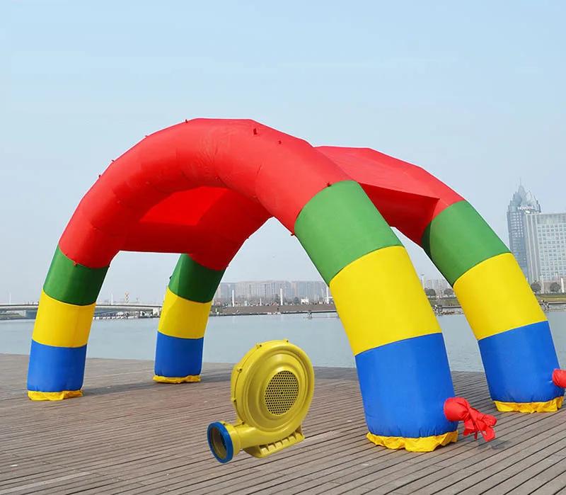 Arco inflável do arco-íris com o ventilador 370W livre para anunciar, arcos gêmeos, decoração do partido do aniversário, 26ft X 13ft - Image 1