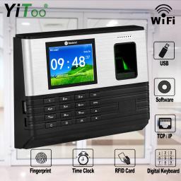 YiToo-Biometric Fingerprint Time AttChimney System, USB Office Check-in Realand System, Software Livre, WiFi, RFID, TCP, IP, 2.8in - Image 1