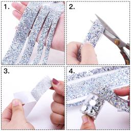 Fitas de strass auto-adesivas, fita decorativa, fita aplicadora com apliques, presente artesanal guarnição - Image 3