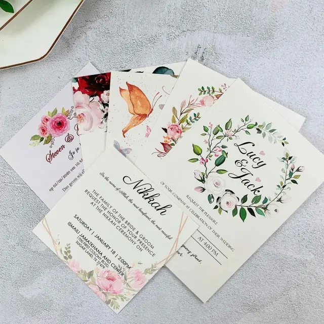 Convites Personalizados para Casamento e Aniversários de Quinceanera - Conjunto com 50 Cartões RSVP 5.7x5.7 Polegadas