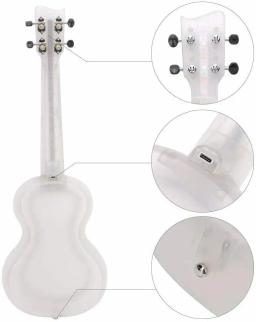 Ukulele Recarregável LED Brilhante para Crianças e Adultos, Instrumento Musical para Crianças, Acessórios Engraçados para Guitarra, 5 Modos de Luz, - Image 6