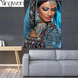 Belezas indianas 5D Kits de Pintura Diamante, Mulheres Asiáticas, Ponto Cruz, Retrato, Mosaico, Contas Bordadas, Decoração para casa - Image 3