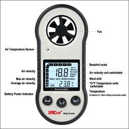 Medidor portátil da velocidade do vento 0-30 m/s do medidor de velocidade do vento do anemômetro de xrclif anemômetro da velocidade do vento de digitas handheld - Image 5