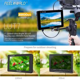 Feelworld lut7 7 Polegada 3d lut 2200 lêndeas tela sensível ao toque câmera dslr monitor de campo com forma de onda vectorscope histograma - Image 2