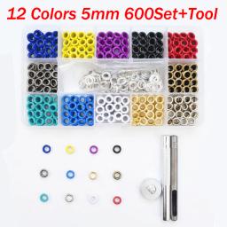 600 conjuntos de fixadores de ilhós de metal, 12 cores, 5mm, ferramenta de configuração de ilhós com caixa de armazenamento, acessórios de costura diy - Image 2