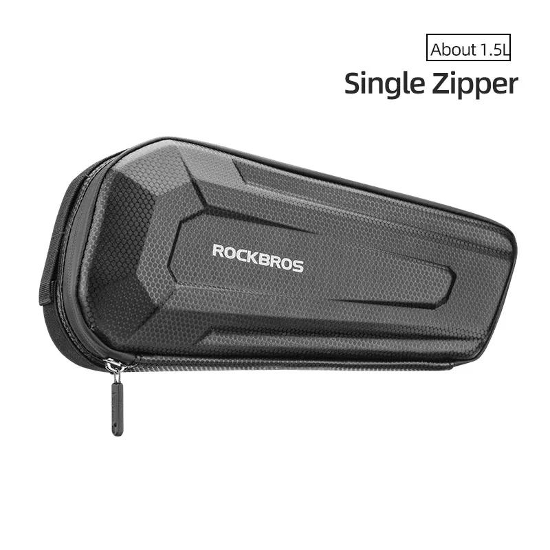 Rockbros saco de bicicleta duplo zíper casca dura frente tubo quadro à prova dbig água grande capacidade ciclismo pacote mtb bicicleta estrada acessórios - Image 1