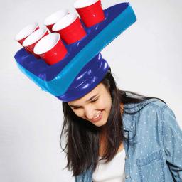 Crianças inflável cerveja pong triângulo tampa jogando jogo interativo prop brinquedo chapéu anéis jogar jogo engraçado gramado ao ar livre partes brinquedos - Image 3