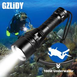 Poderoso LED Lanterna de Mergulho, Super Brilhante, T6, L2, Profissional Tocha Subaquática, IP68 Impermeável, Classificação Lâmpada, 18650 Bateria - Image 1