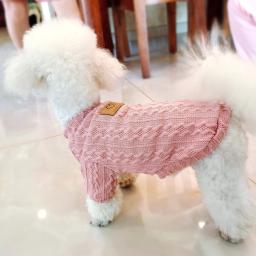 Suéter de malha para gatos, roupa fofa para cachorros, filhotes, clássica, rosa, outono e inverno, vestuário para animais de estimação - Image 5