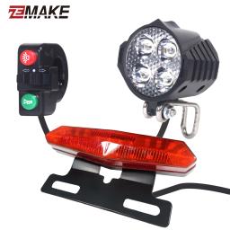 Bicicleta elétrica mais recente 24/36/48v/60v farol dianteiro cauda traseira luzes de advertência led noite spotlight farol ciclismo ebike zemake - Image 1