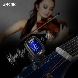 Aroma at-101 afinador de guitarra elétrica digital clipe tipo dobrável rotativa clipe alta sensibilidade ukulele guiatr acessórios - Image 6