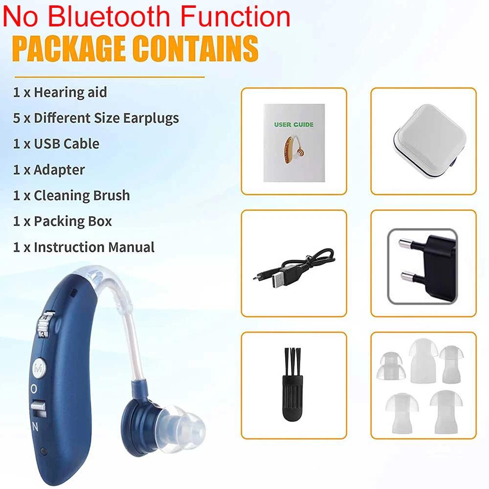Aparelho auditivo bluetooth amplificador de som surdo audifonos usb aparelho auditivo idosos surdos mini recarregável ajustável tom de chamada - Image 1