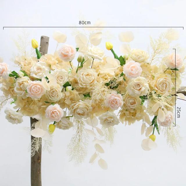 Decoração Personalizada para Casamento: Arco Azul e Branco com Flores Artificiais e Pano de Fundo para Festas ao Ar Livre