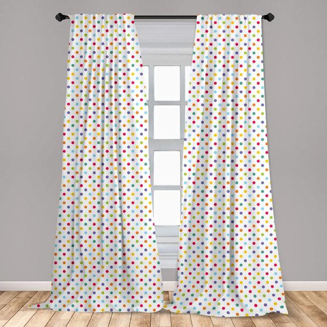 Cortina Abstrata de Bolinhas Coloridas para Quarto Infantil - Estilo Vintage e Moderno para Meninas e Bebês