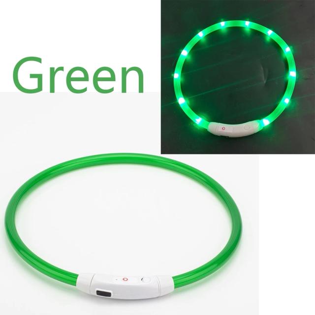 Coleira LED USB Destacável para Cães - Segurança Noturna, Luz Intermitente e Prevenção de Perda