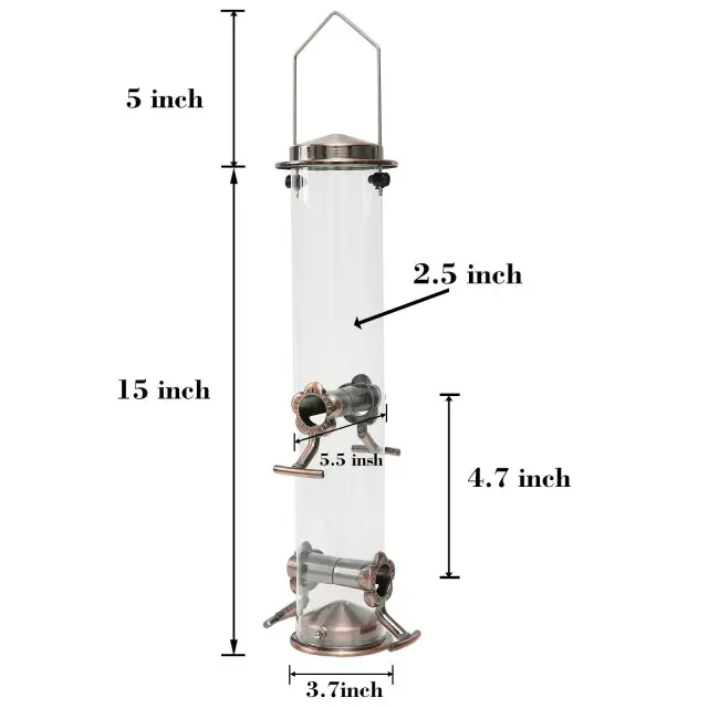 Alimentador Automático de Pássaros Vintage em Metal com Design Antiesquilo para Jardim e Natureza