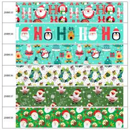 Novo 50 jardas feliz natal padrão impresso gorgorão, fita de cetim acessórios artesanais - Image 1