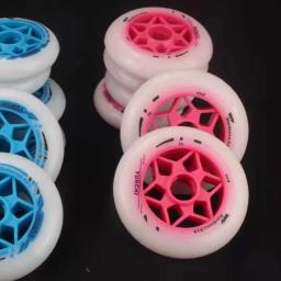 YUNCHI-Roda de Velocidade para Pista Indoor, Pneus de Patinação Inline, Rosa e Azul, 90mm, 100mm, 110mm, 8PCs, 83A, 8PCs - Image 4