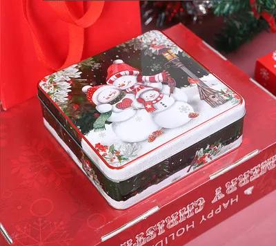 Grande Caixa de Armazenamento Quadrada para Presentes: Ideal para Cookies e Doces - Embalagem Festiva de Natal e Ano Novo em Lata de Metal