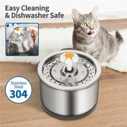 Bebedouro automático com filtro, Pet Drink Fountain, Suprimentos de água de aço inoxidável para gato e cachorro, 2L - Image 1
